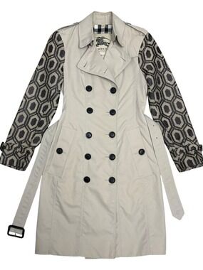 BURBERRY Trench Coat Luxury Designer Business Casual Jacquard Vintage 2012 - XS
